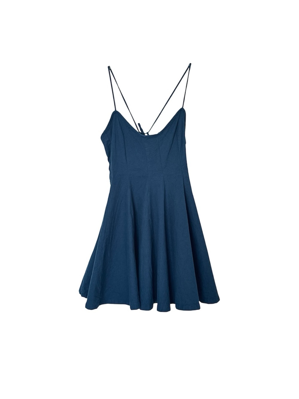 Free People free-est Tan Lines Stretch Linen Blend Mini Dress Navy Size M - Picture 3 of 16